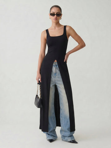 Sleeveless Split Front Top