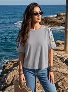 Crochet Trim Casual T-Shirt