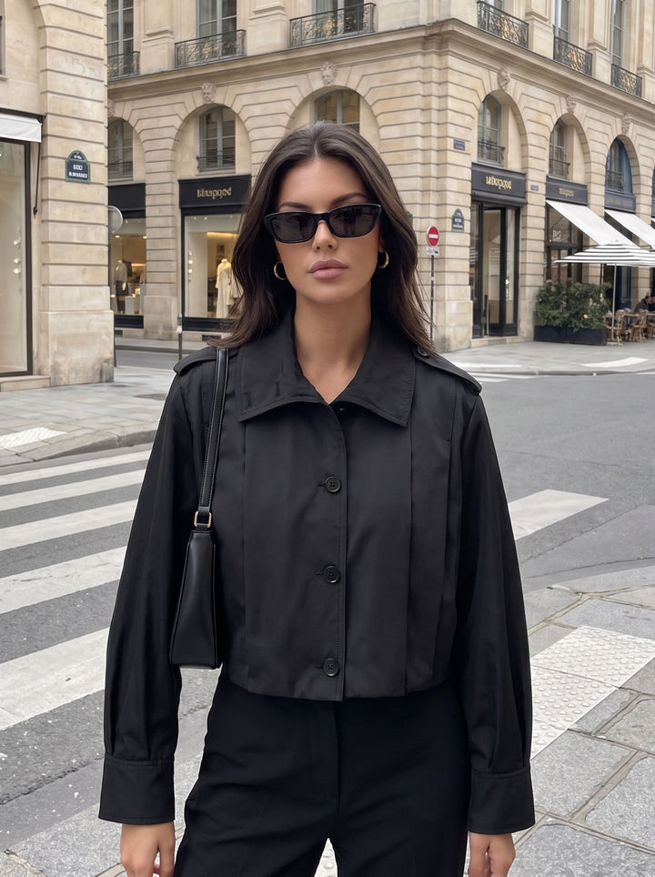 Oversized Pleated Button Down Jacket