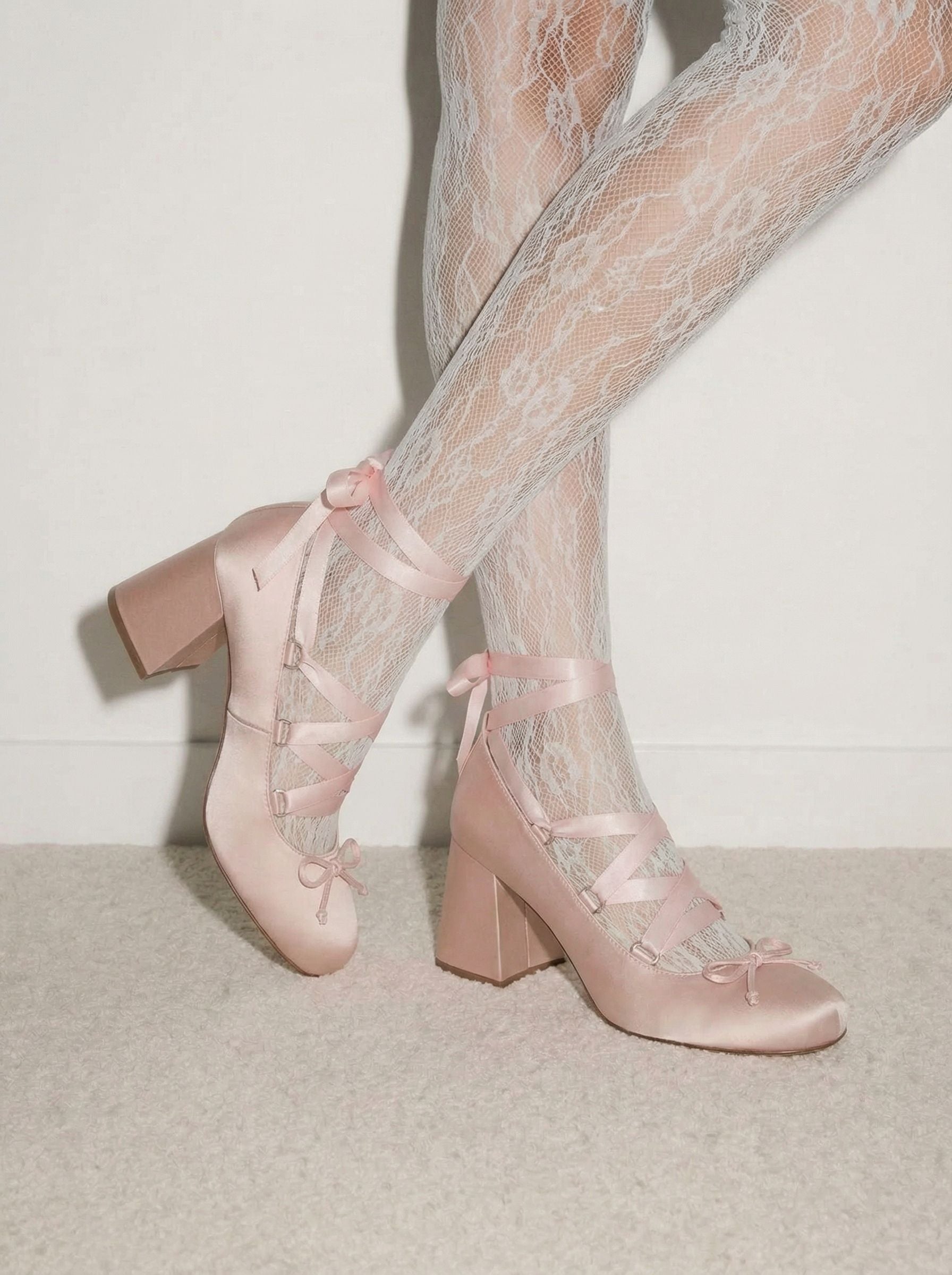 Square-Toe Ribbon-Tie Sweet Mary Janes