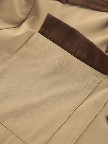 Oversized Colorblock Utility Trench Coat