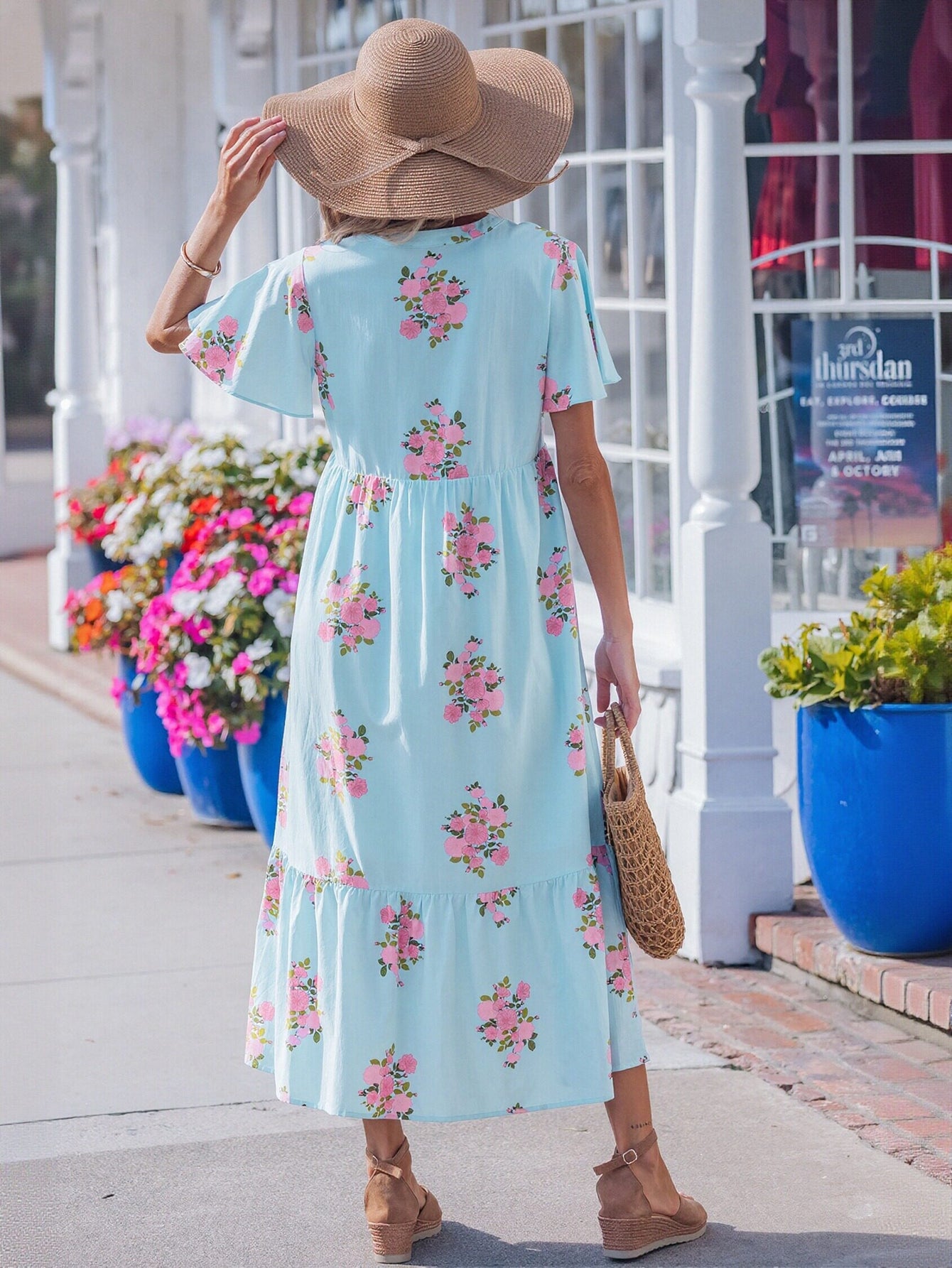Floral Tiered Ruffle Midi Dress