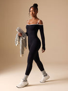 Sculpting Off Shoulder Long Sleeve Jumpsuit
