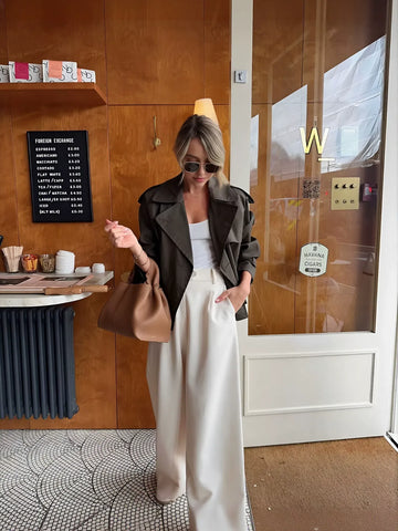 Double Breasted Cropped Trench Coat