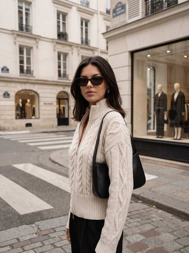 Cozy Cable Knit Zip Cardigan