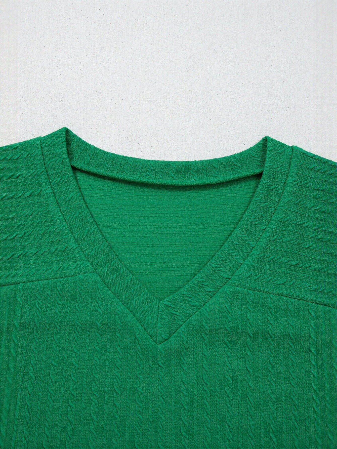 Textured V Neck Cap Sleeve T-Shirt