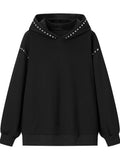 Studded Oversized Black Women Hoodie