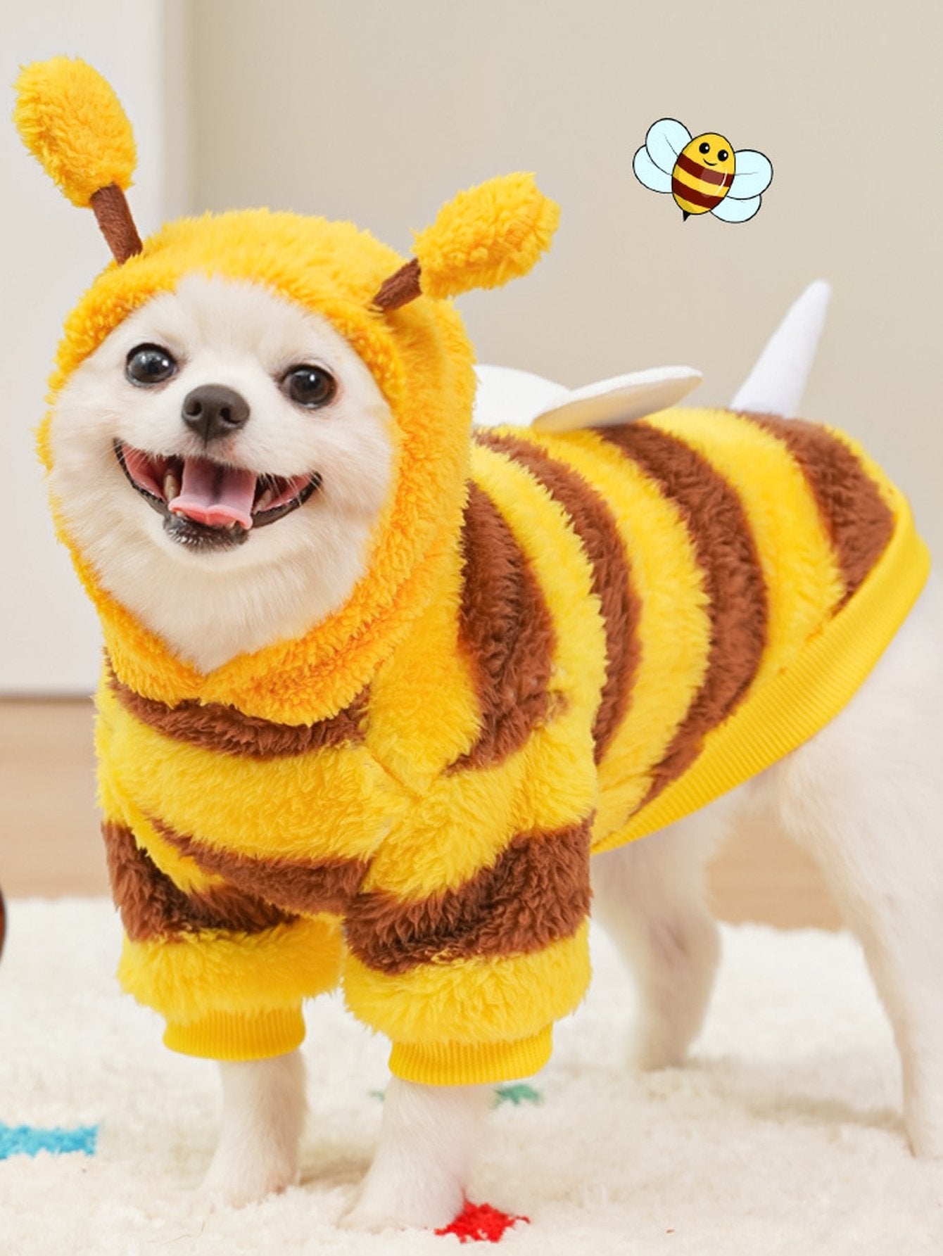 Cozy Fuzzy Bumblebee Dog Hoodie