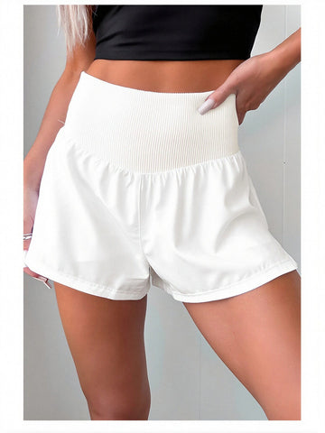 High Waisted Elastic Waist Shorts