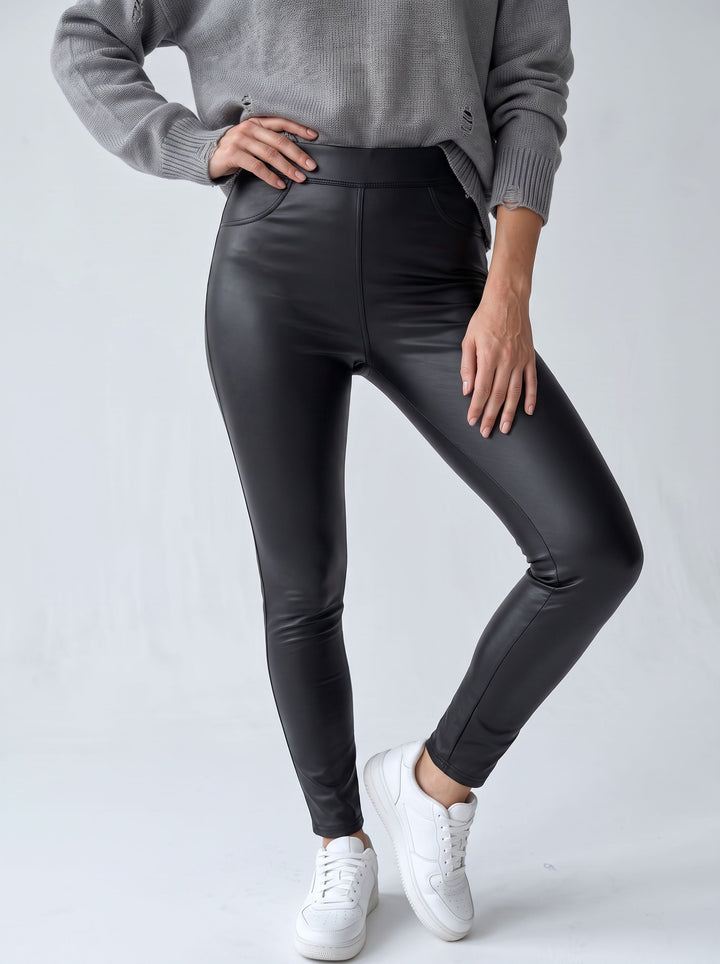High Waisted Faux Leather Leggings