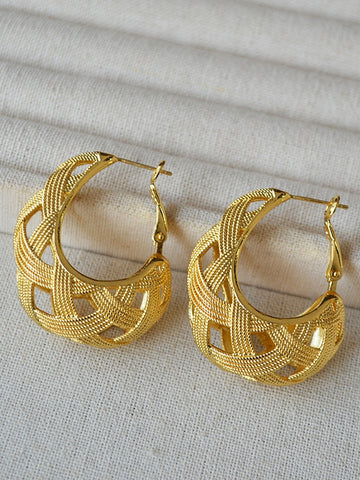 Textured Gold Woven Hoop Earrings