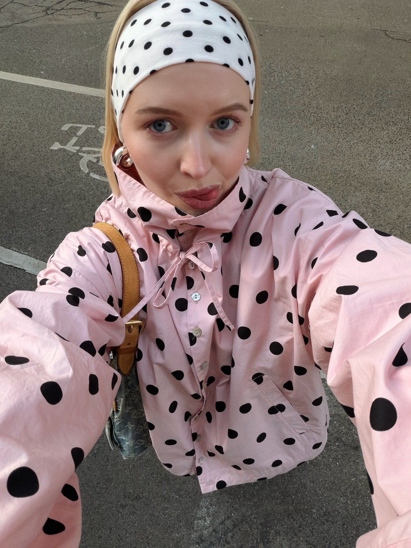 Cute Polka Dot Stand Collar Jacket
