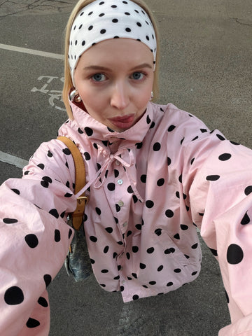 Cute Polka Dot Stand Collar Jacket