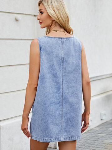 Casual Pocket Detail Denim Mini Dress