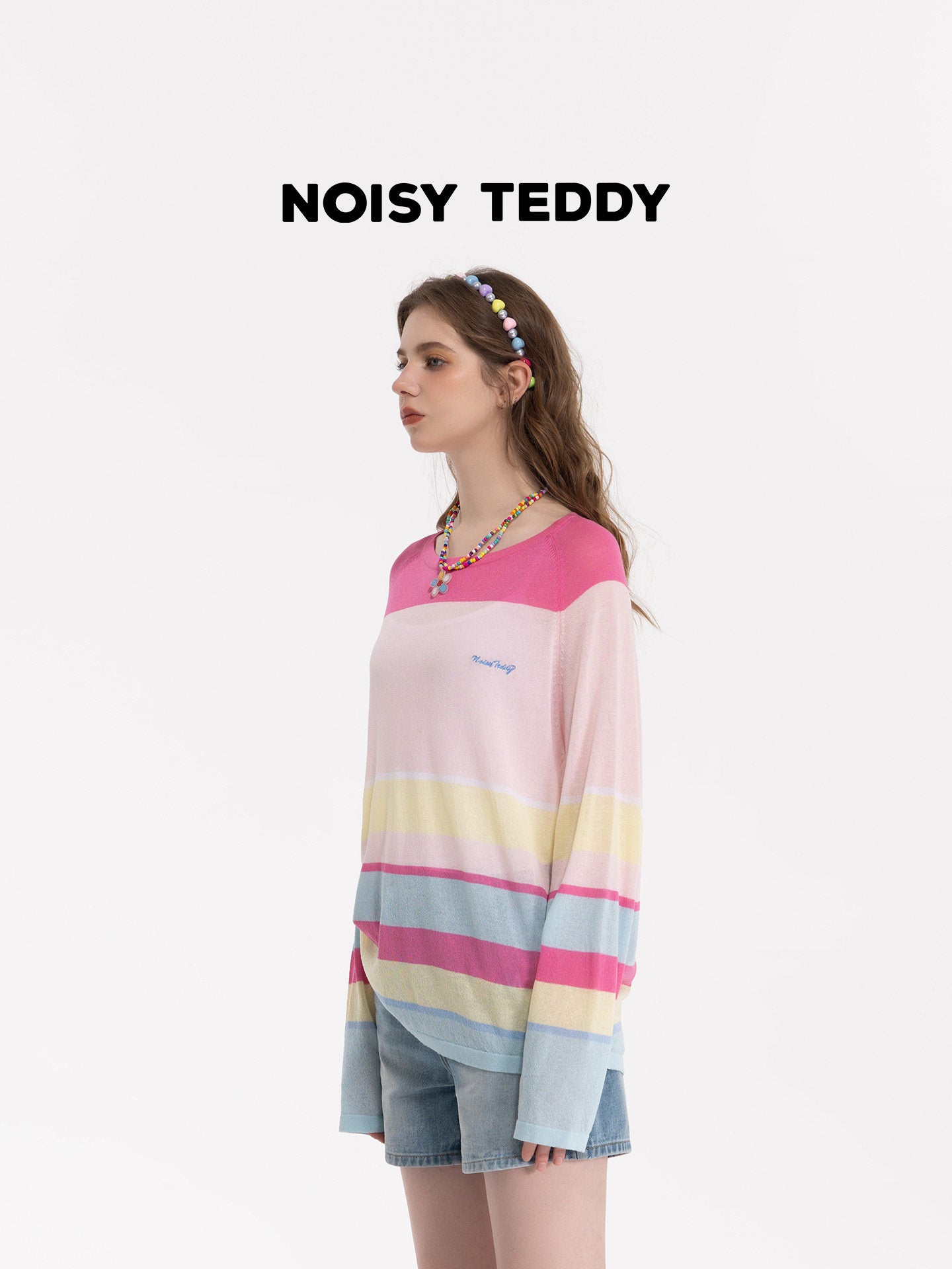 Striped Drawstring Side Knit Sweater