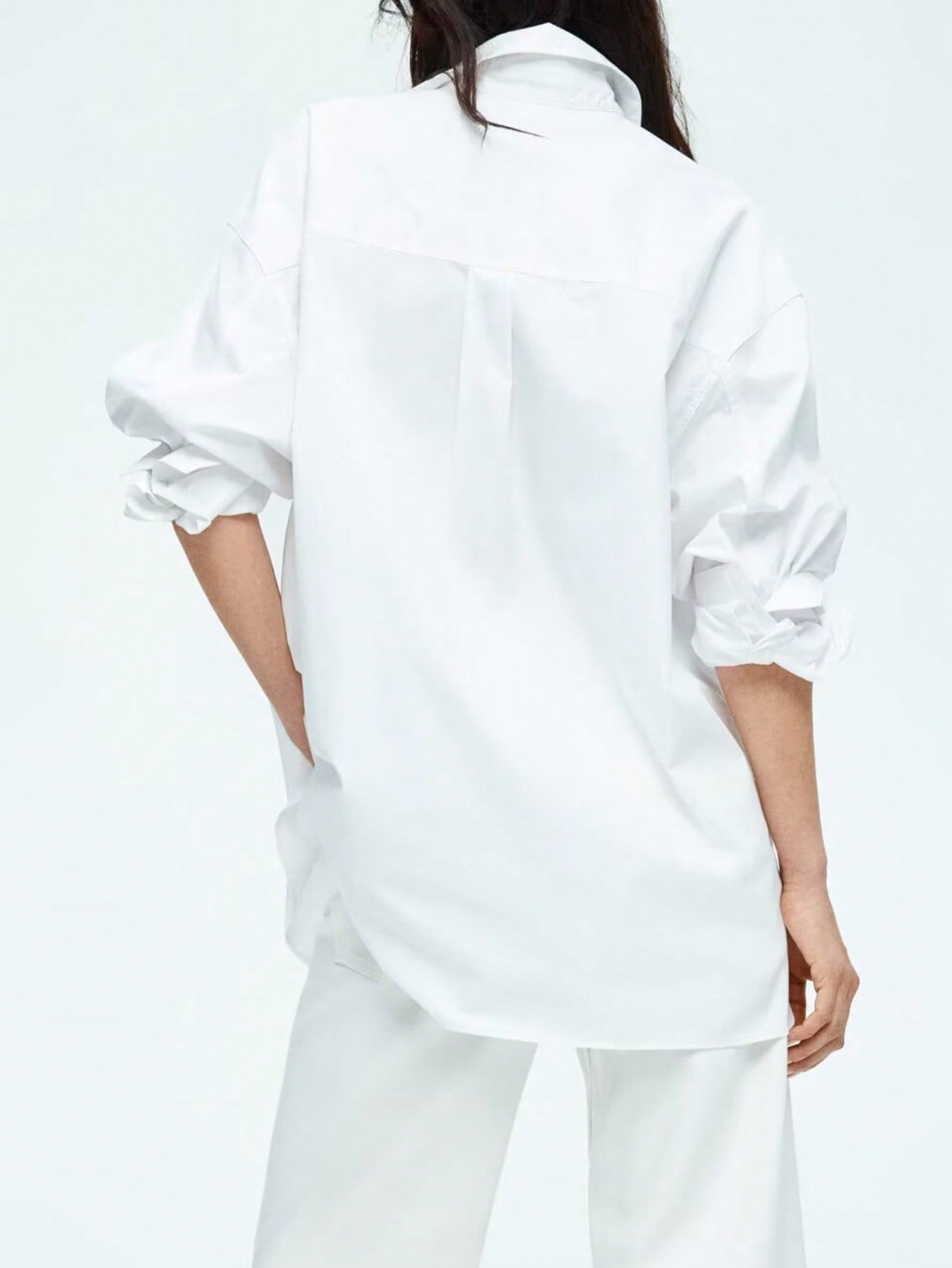 Oversized Lace Up White Shirt