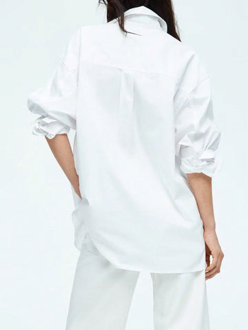 Oversized Lace Up White Shirt