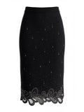 Embellished Scalloped Hem Midi Skirt