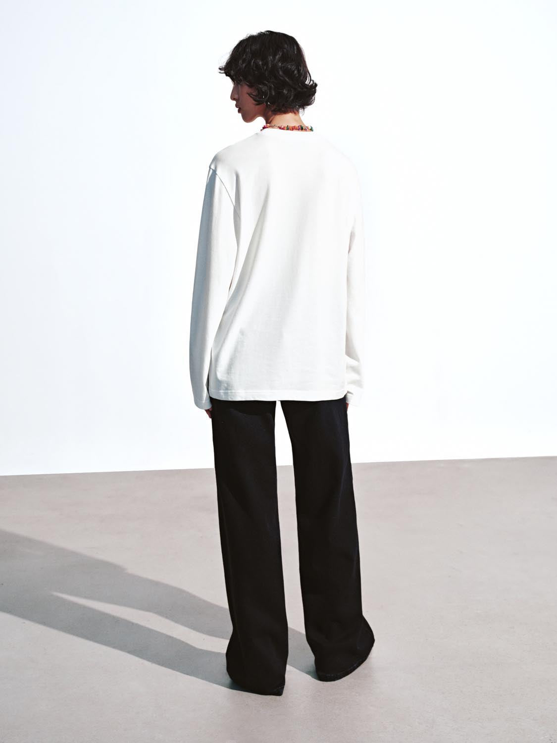 Urban Revivo Printed Long Sleeve T-Shirts-White