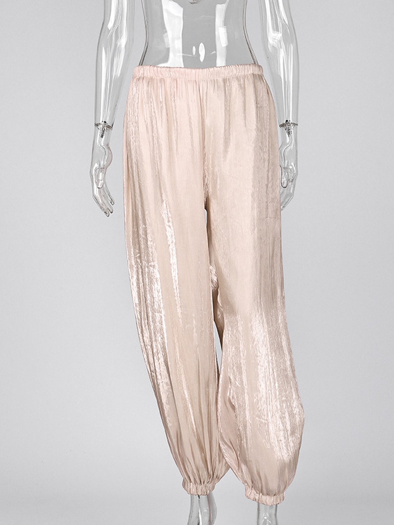 Silky Satin Elastic Hem Pants