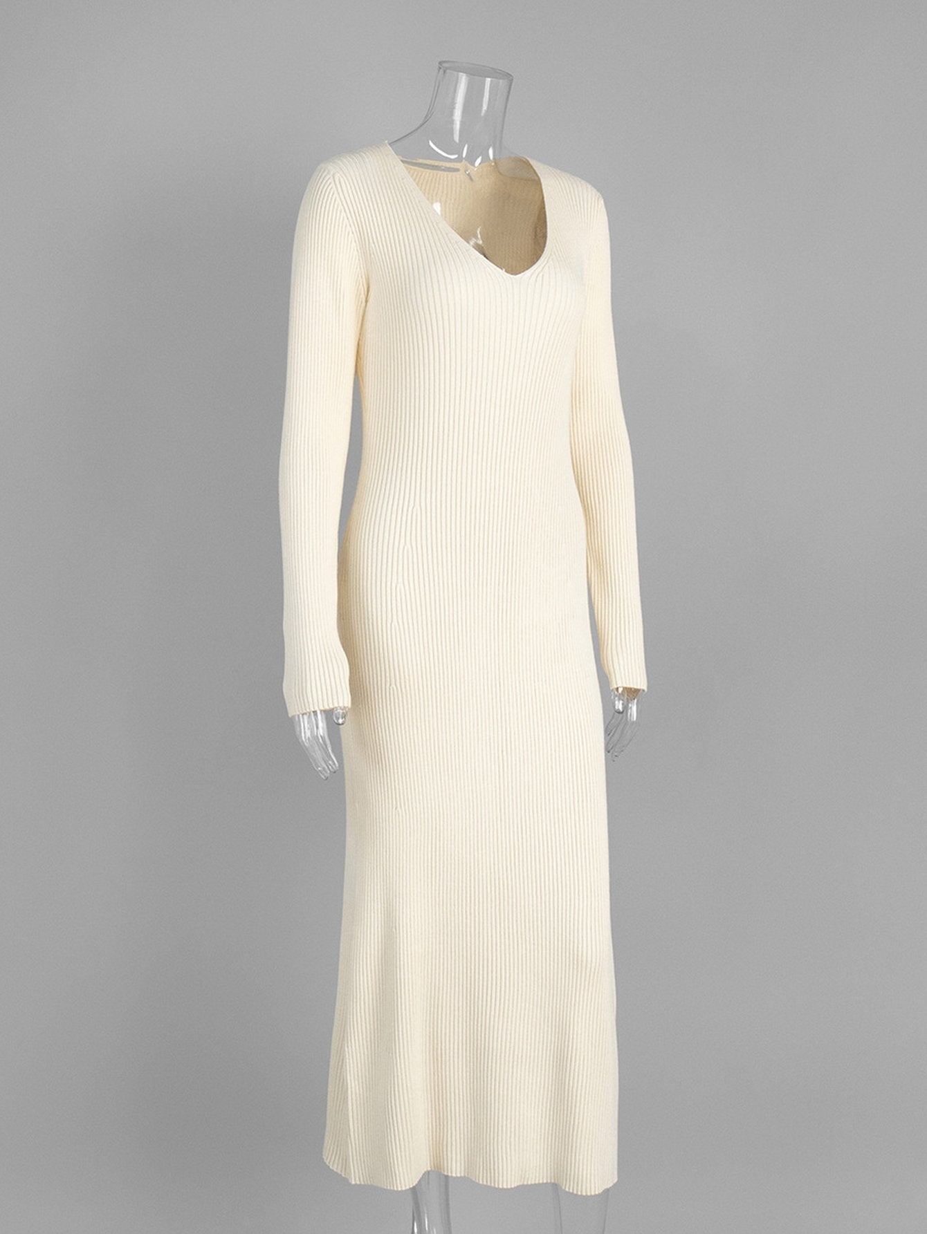 Slim Fit Ribbed Knit Maxi Dress