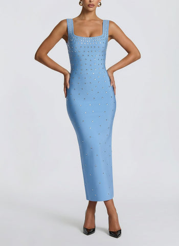 Strapless Sequined Mermaid Maxi Evening Dress