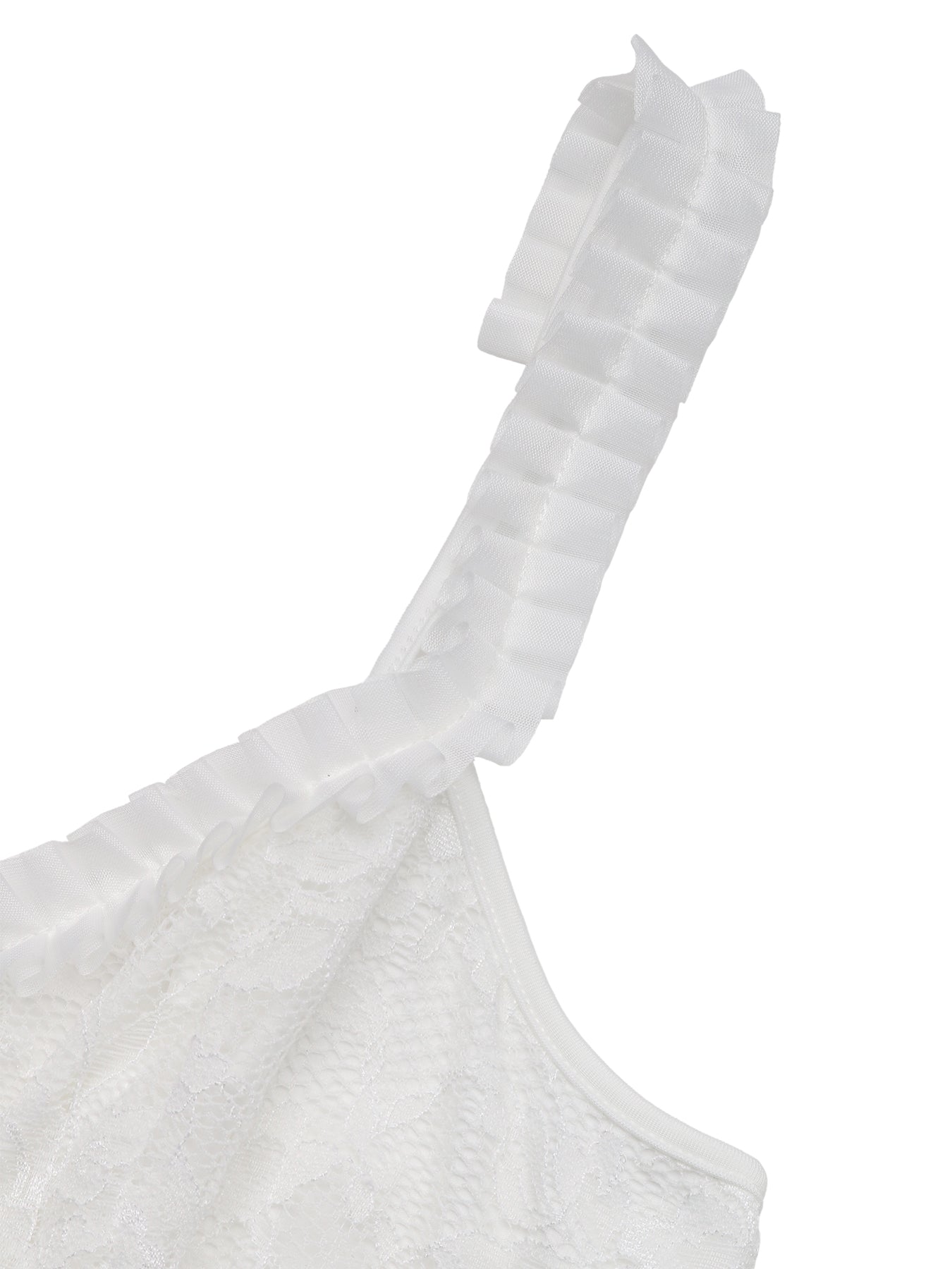 Ruffle Trim Bow-Front Lace Sweet Casual Bodysuit