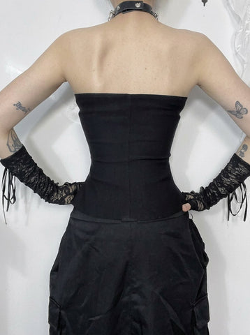 Gothic Buckle Strapped Corset Top