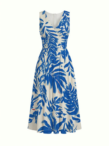 CORINNE
Floral Print V Neck A Line Midi Dress