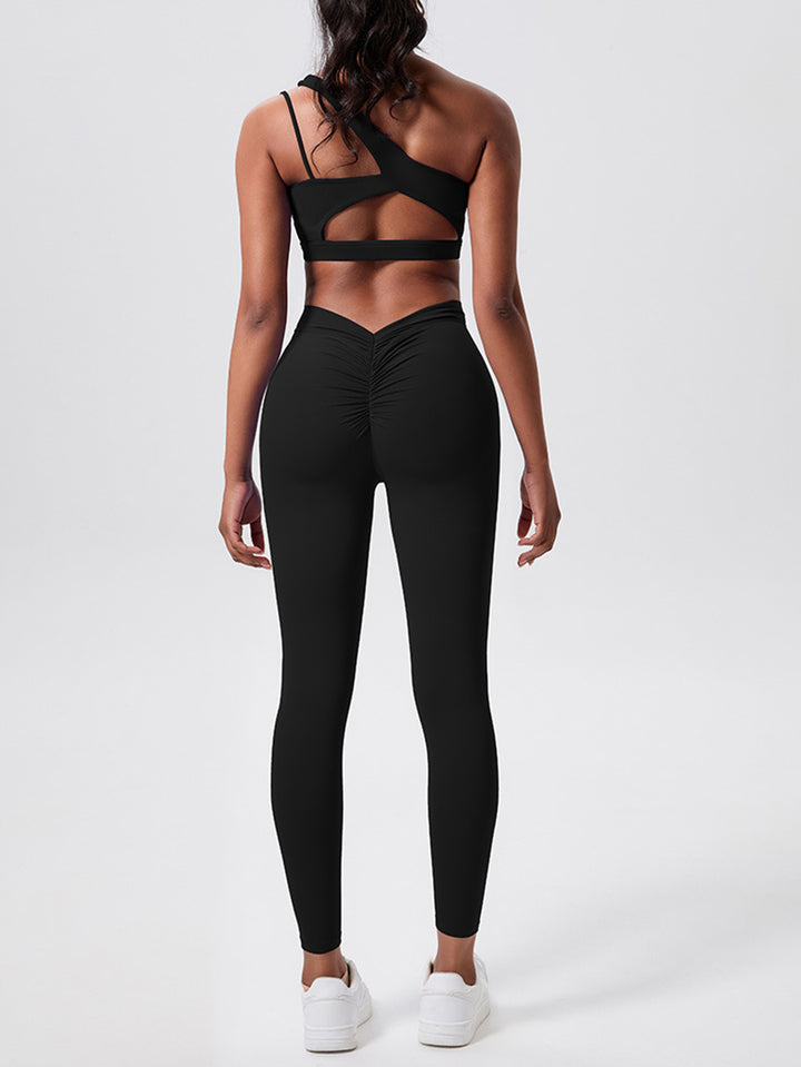 Seamless One Shoulder Yoga Workout Set