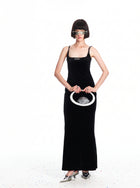 Elegant Velvet Bodycon Maxi Dress