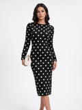 Elegant Polka Dot Knit Sweater Dress