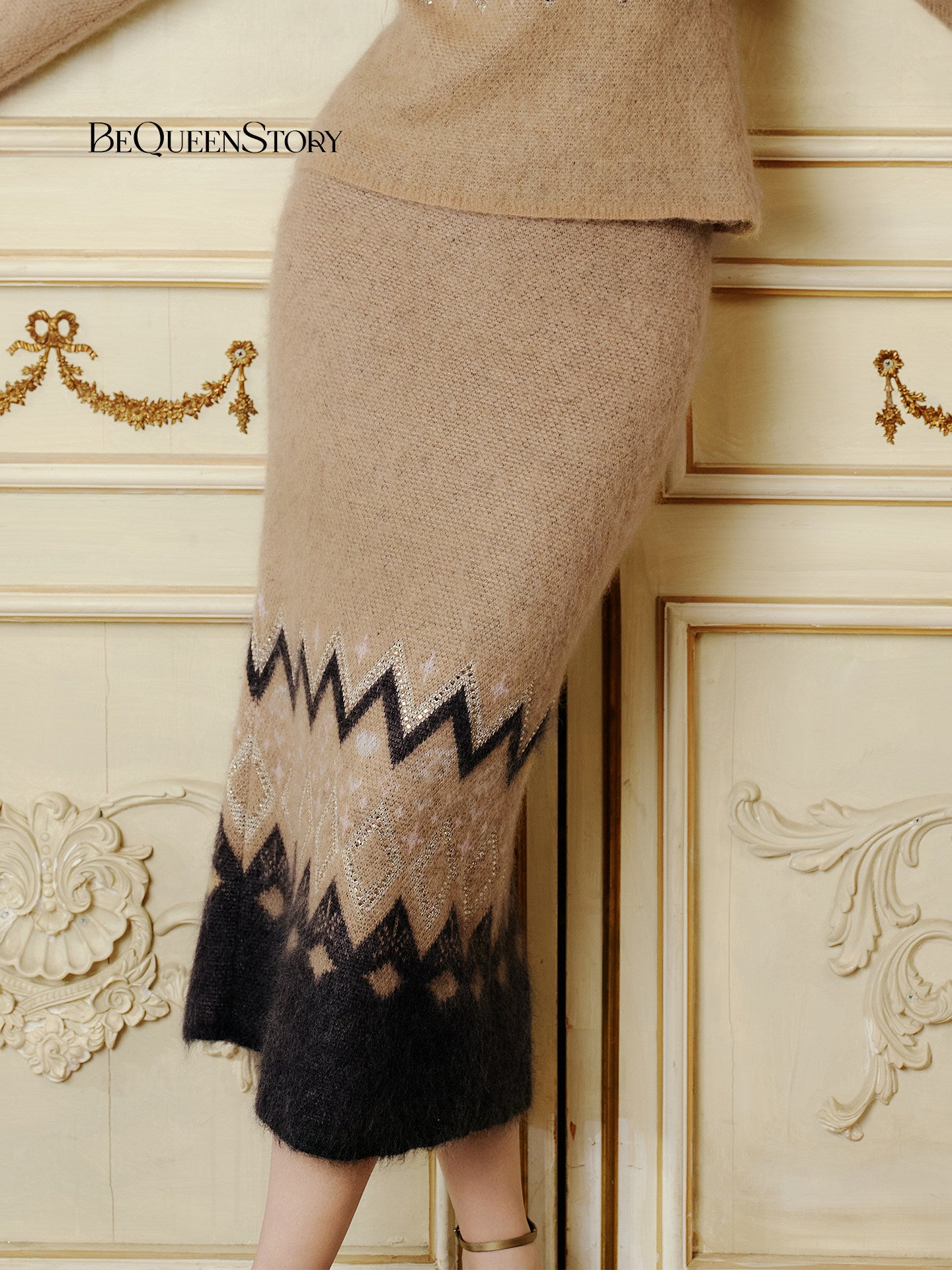 Cozy Fair Isle Knit Midi Skirt