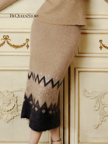 Cozy Fair Isle Knit Midi Skirt