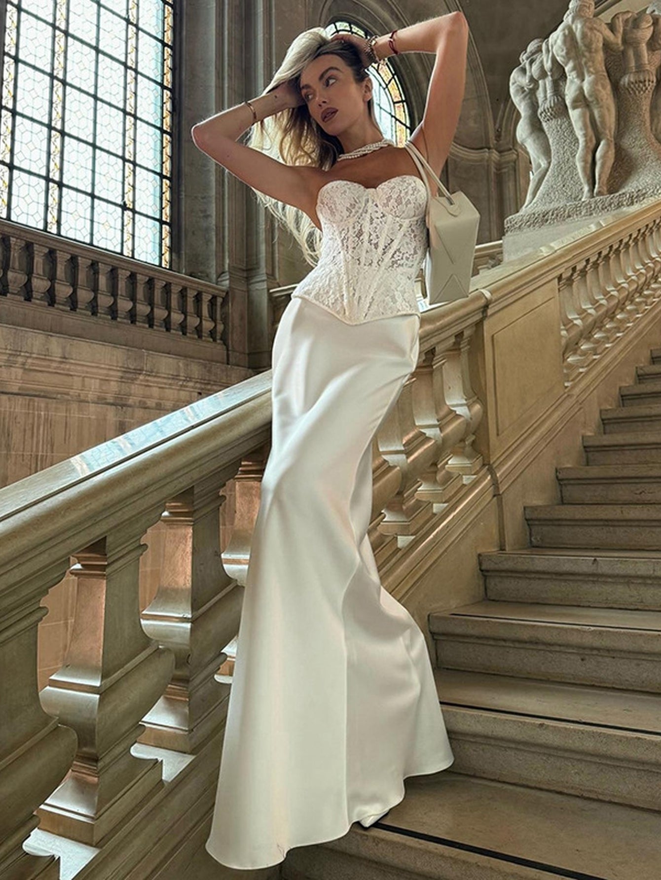 Elegant Lace Corset Maxi Skirt Set