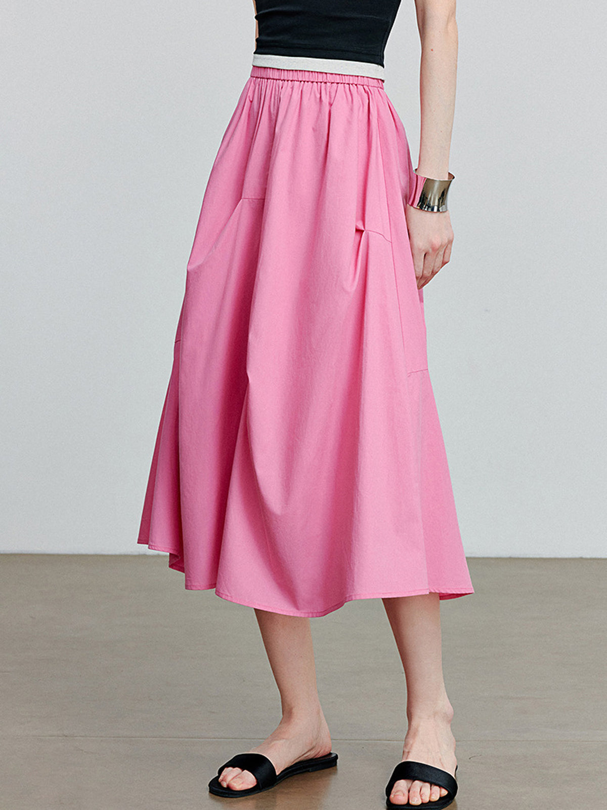 High-Waisted Draped Modern Maxi Skirt