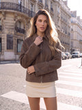 Vintage Brown Suede Zip Jacket