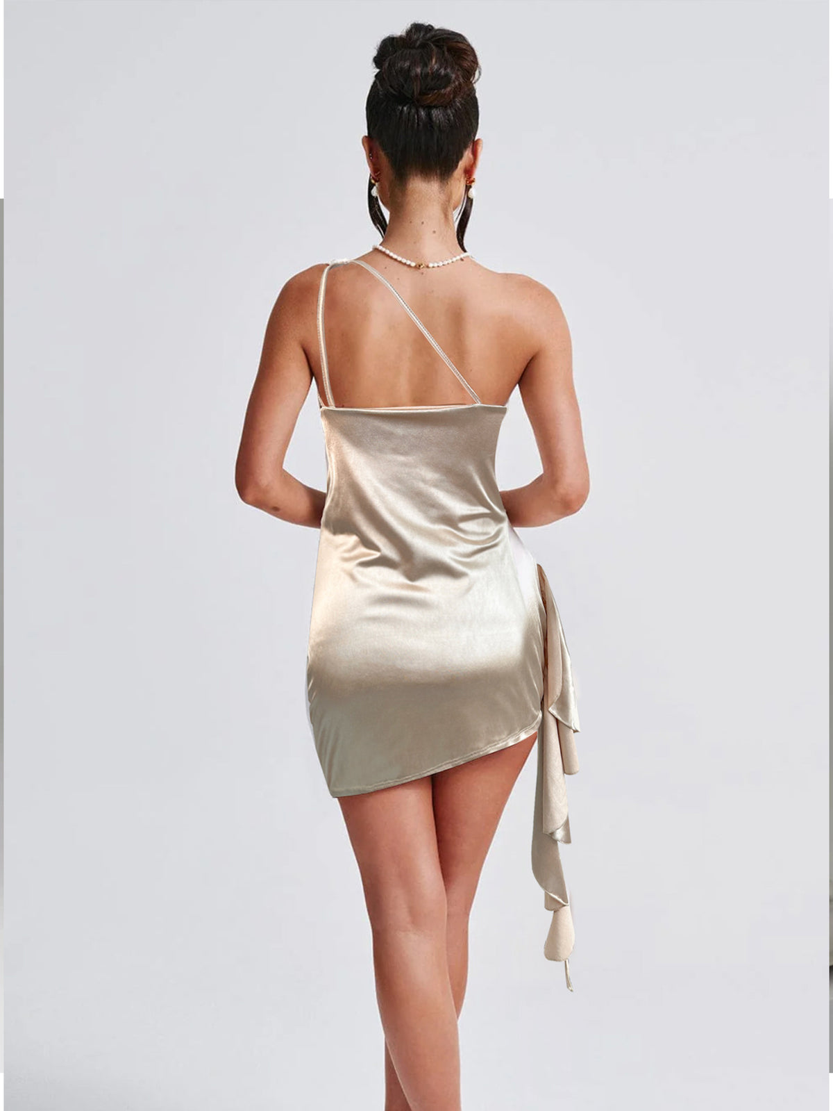 One Shoulder Flowing-Sash Elegant Dress