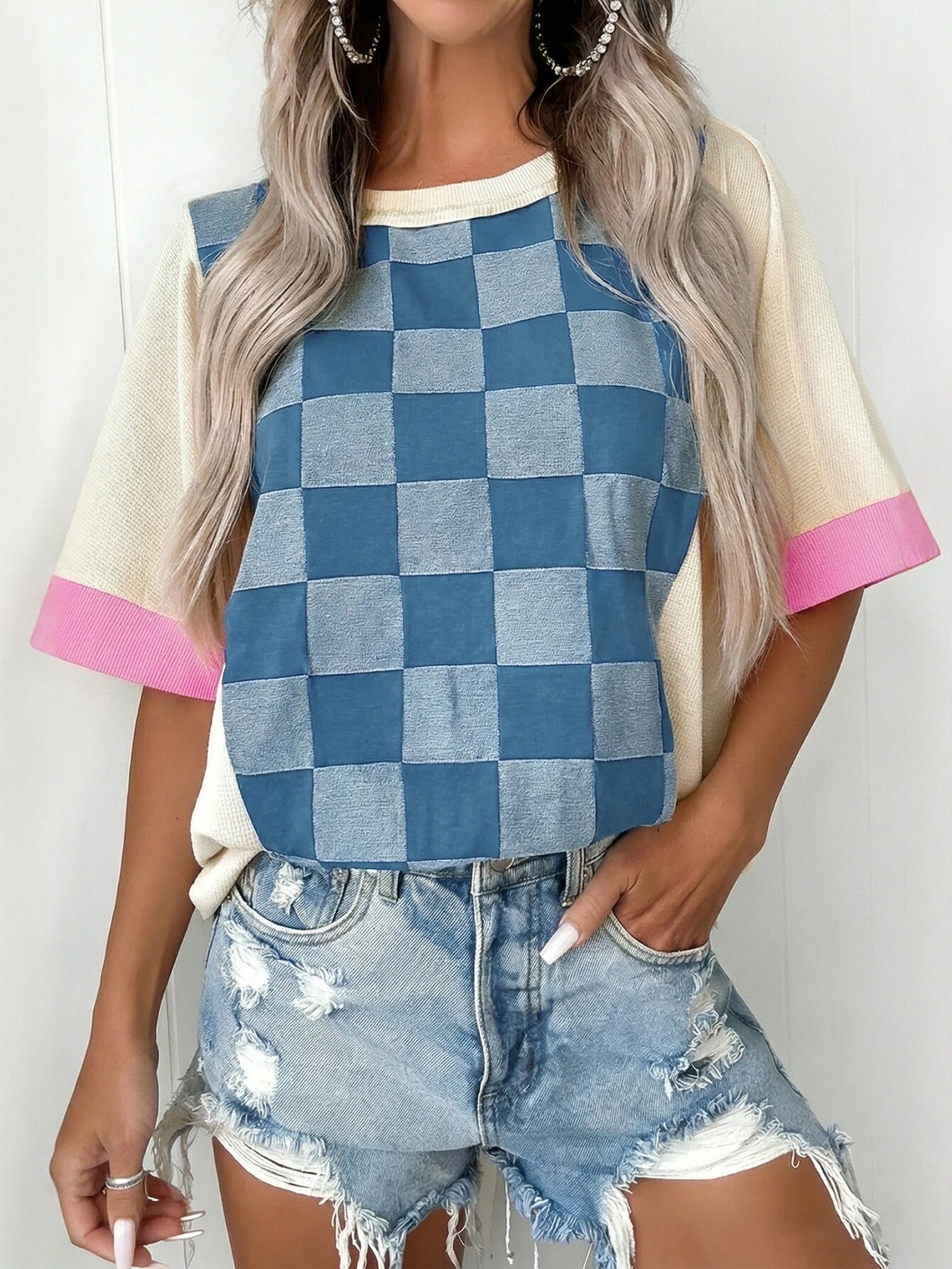 Check Patchwork Vintage T-Shirt