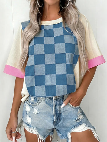 Check Patchwork Vintage T-Shirt