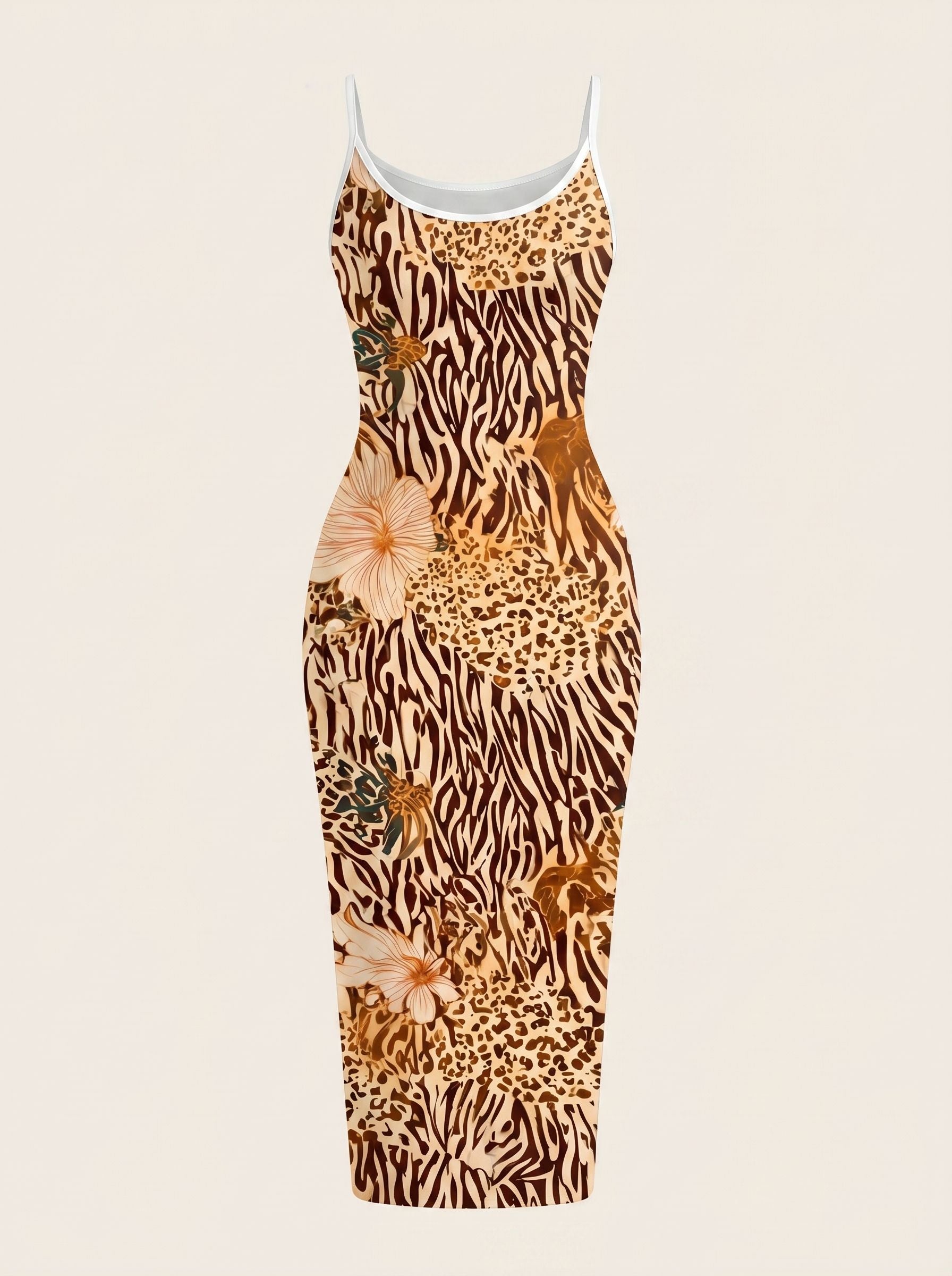 MAIA Floral Print Strapless Sheath Midi Dress