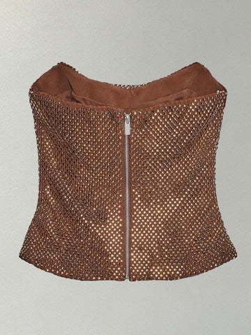 Sparkly Rhinestone Cowl Neck Skirt Set