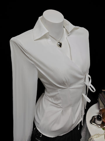 Gothic Lace Up V Neck Shirt