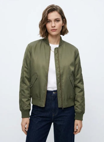 Classic Olive Green Bomber Jacket