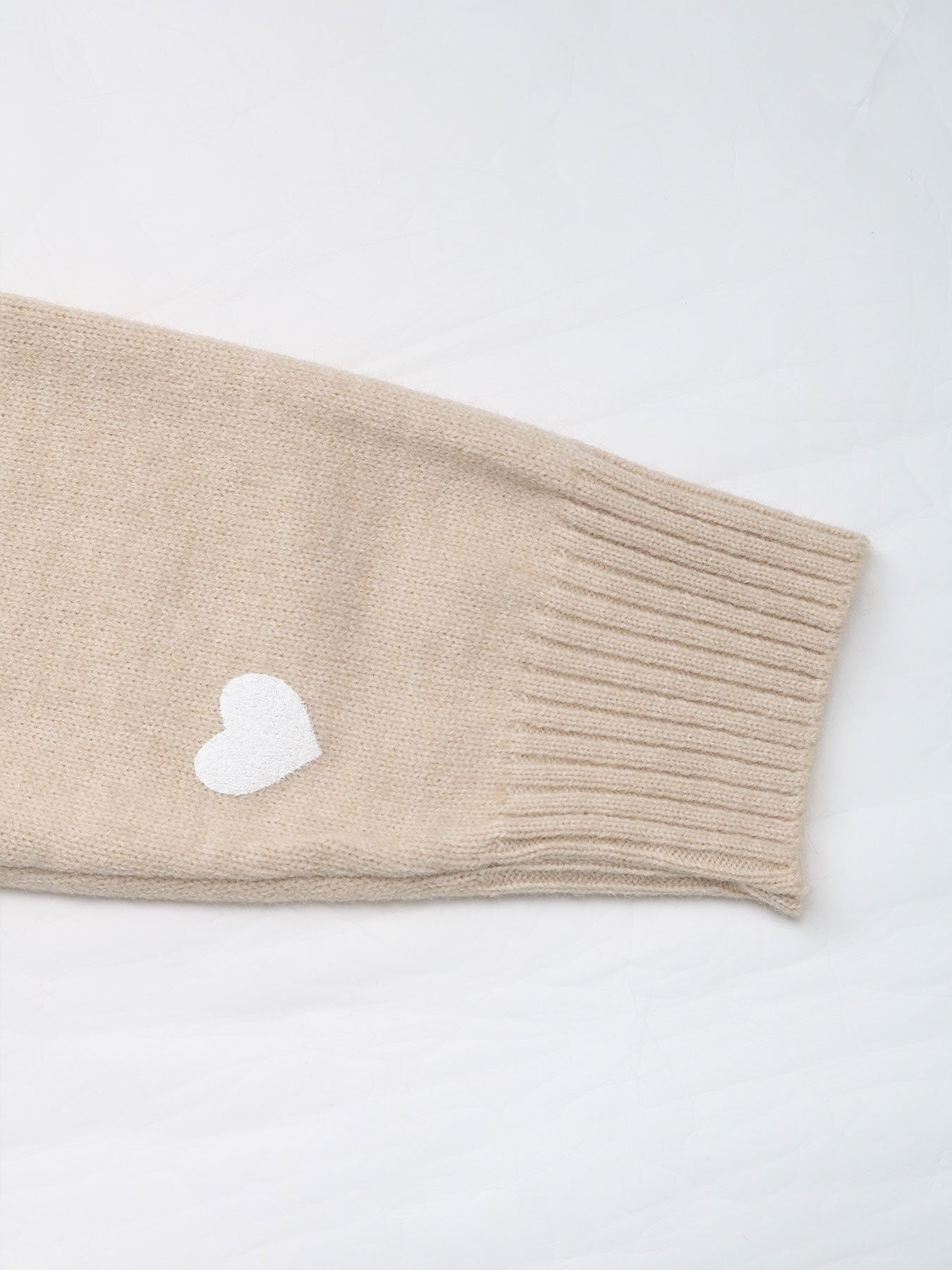 Heart Print Lace Trim Pullover Sweater