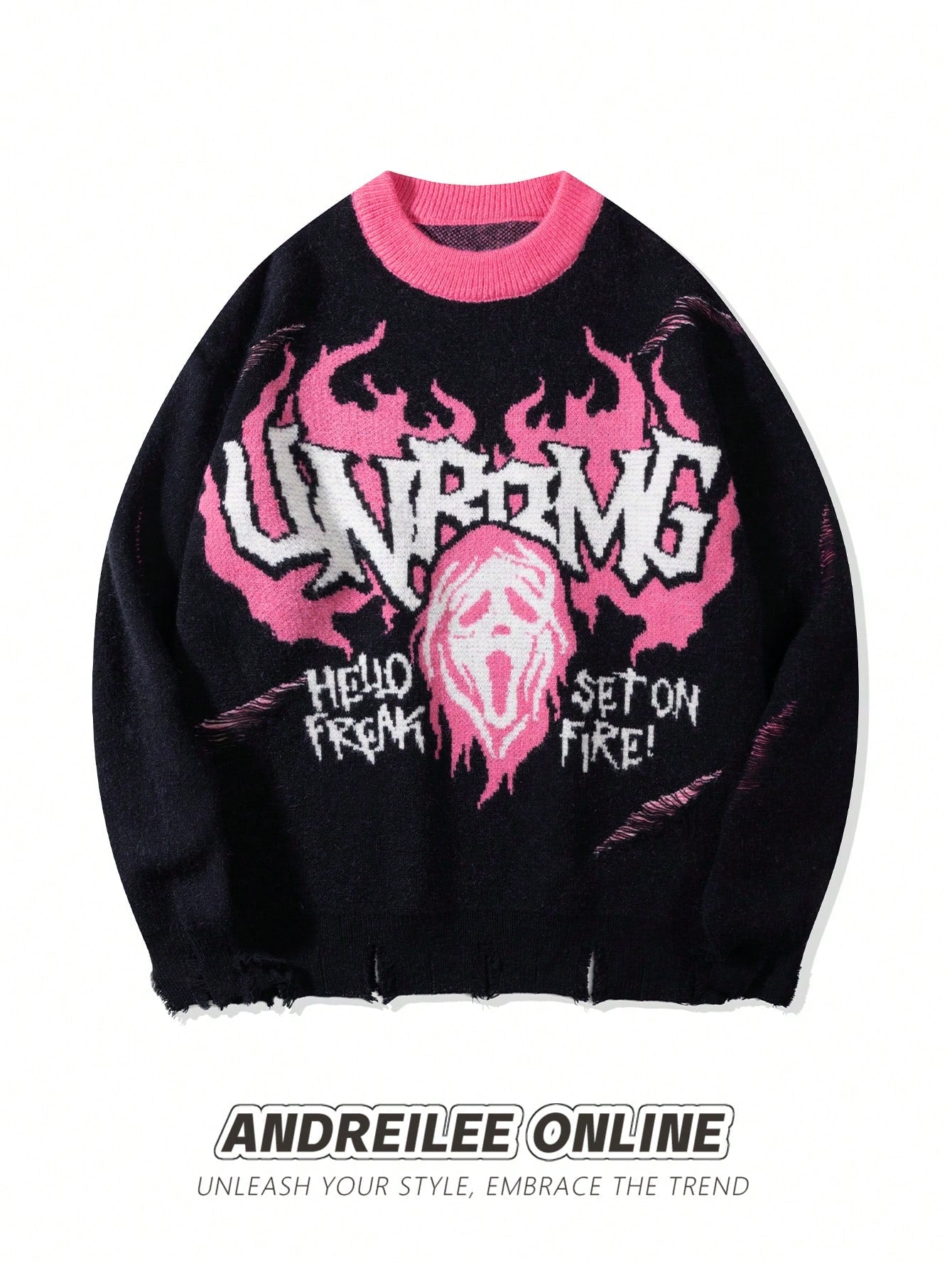 Distressed Graphic Grunge Oversized Sweater