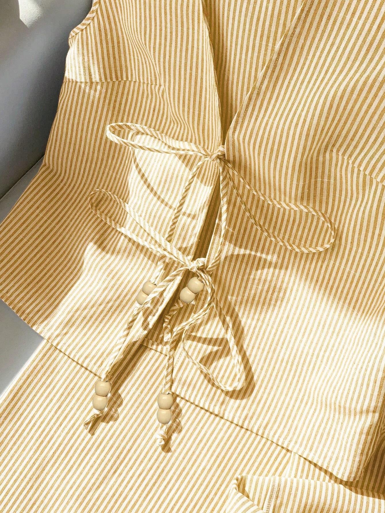 Drawstring Sleeveless Top Wide-Leg Pants Casual Set-Yellow