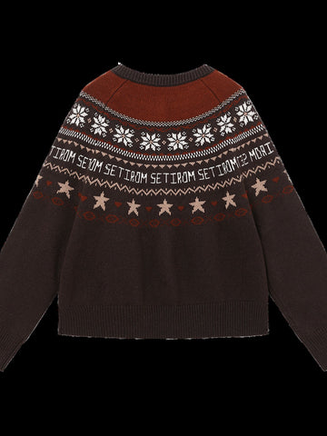 Cozy Fair Isle Pattern Cardigan Sweater