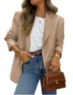 Oversized Relaxed Fit Single Button Blazer