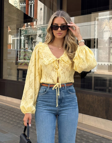 Romantic Lace Tie Front Blouse